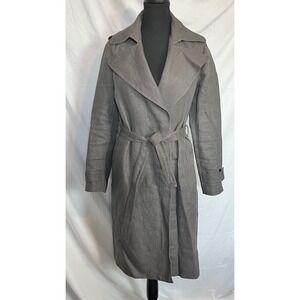 Emerson Fry Charcoal Gray‎ Linen Trench Coat Belted Long Sleeve Size 4